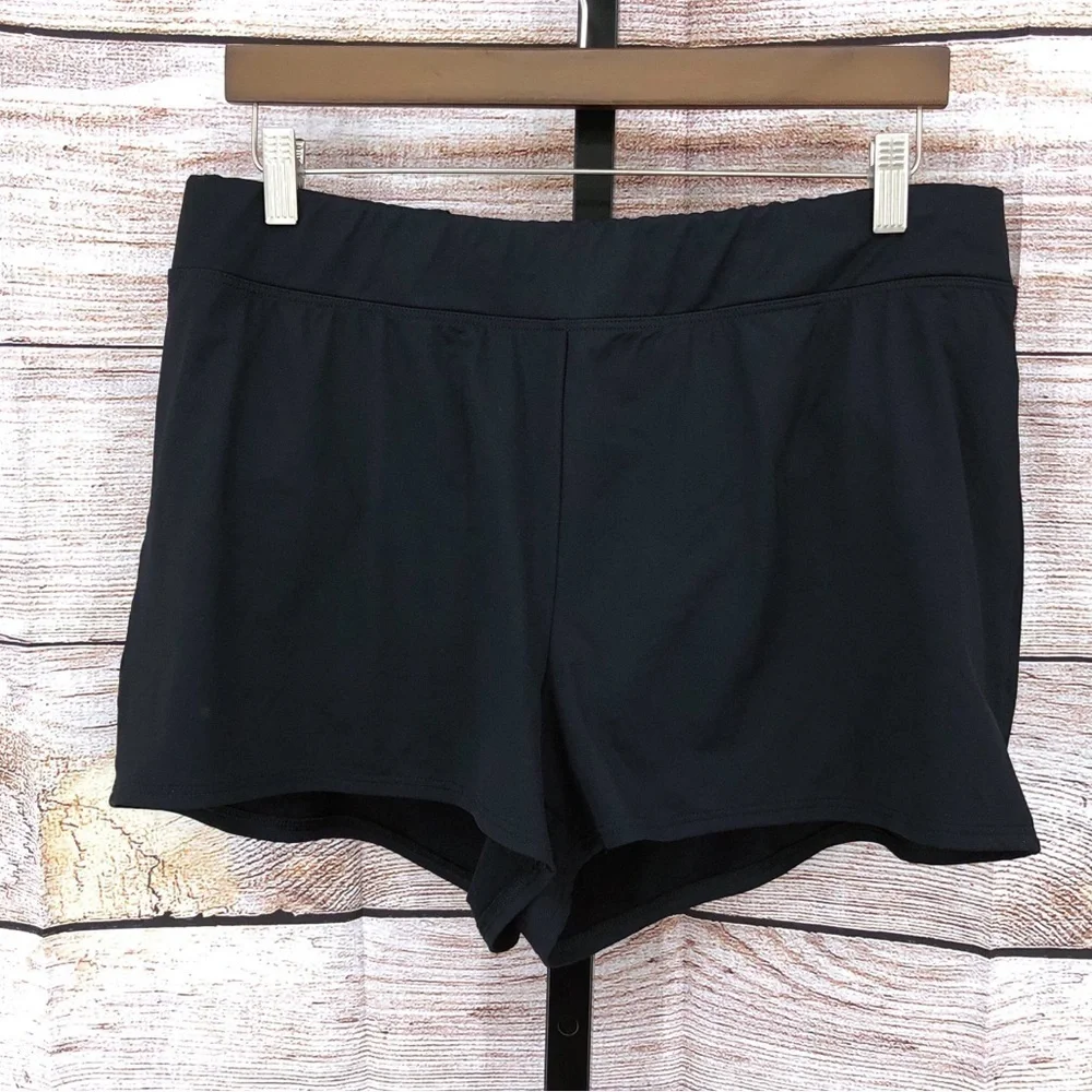 Lands' End Black Swim Lined Shorts  Size 16